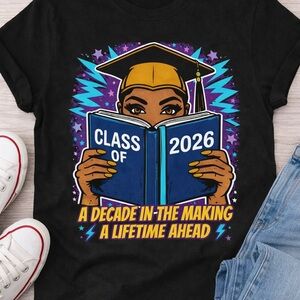 Class of 2026 Graduation Tee - Black with Blue & Gold Graphic